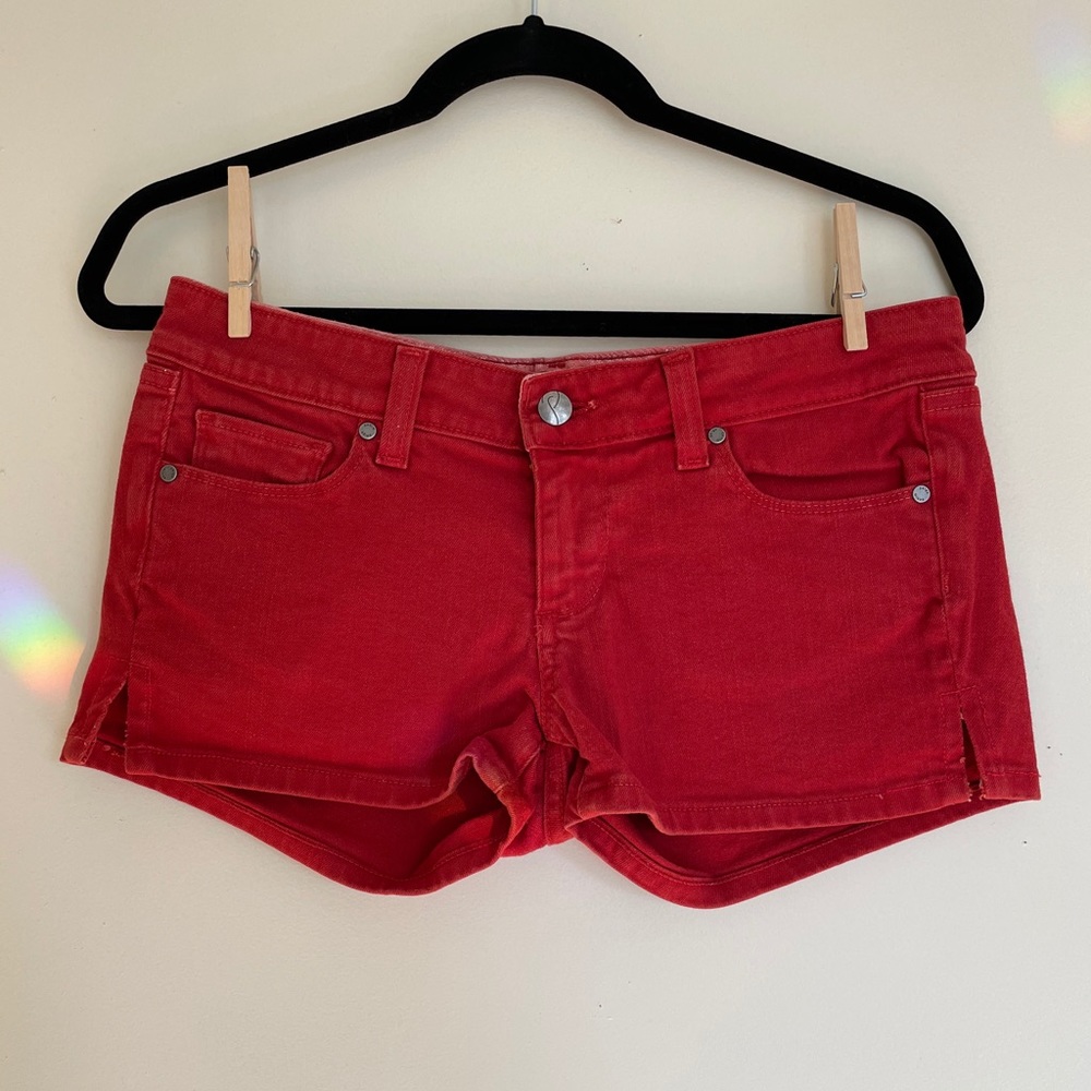 Paige Canyon Red Jean Shorts Size 28